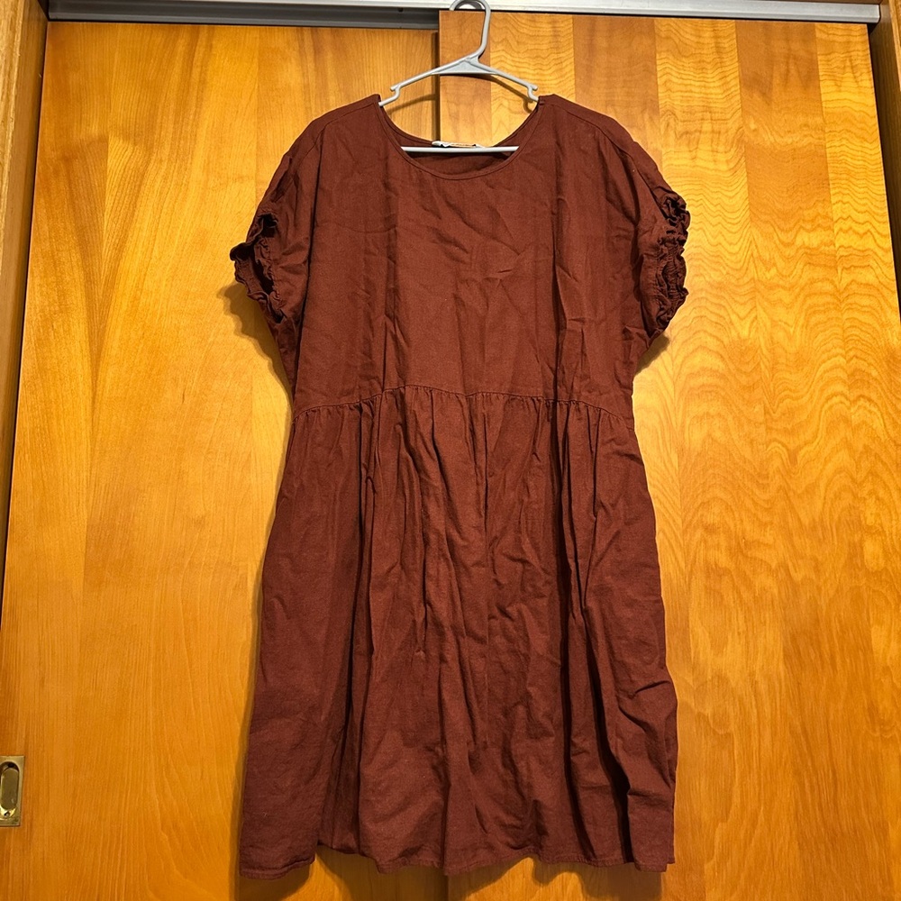 Brown Short Sleeve Dress